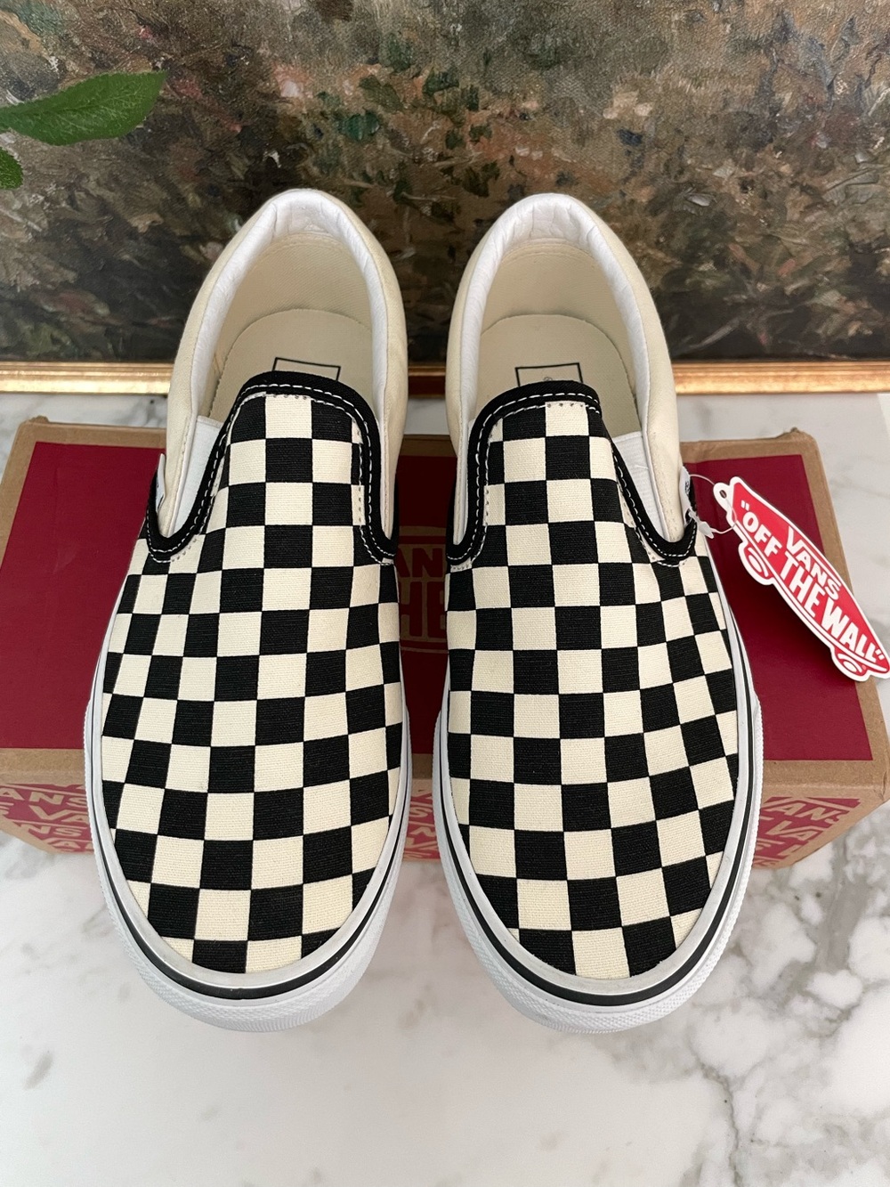 Vans slip on checkered black & white womens Size 8 new in box